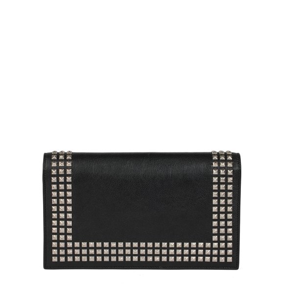 SAINT LAURENT Black Calfskin Leather Silver Studded Clutch .Clutch - Picture 5 of 9